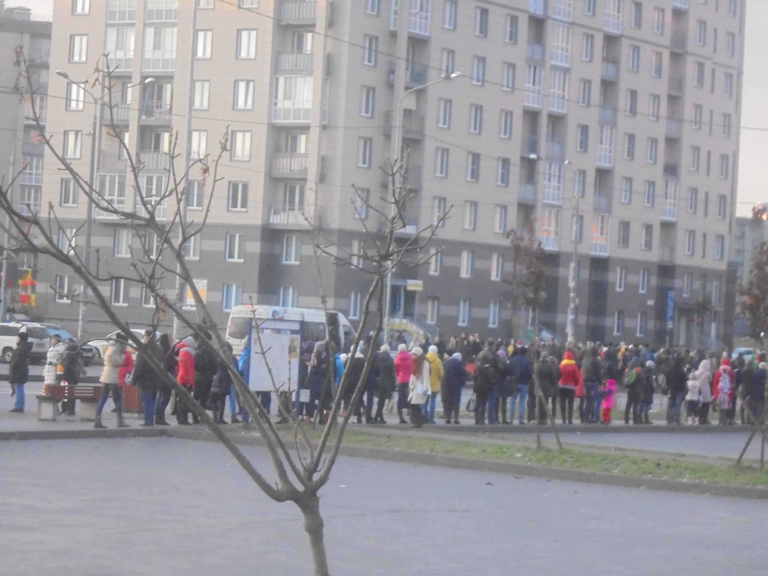 очередь на маршрутку в Славянке